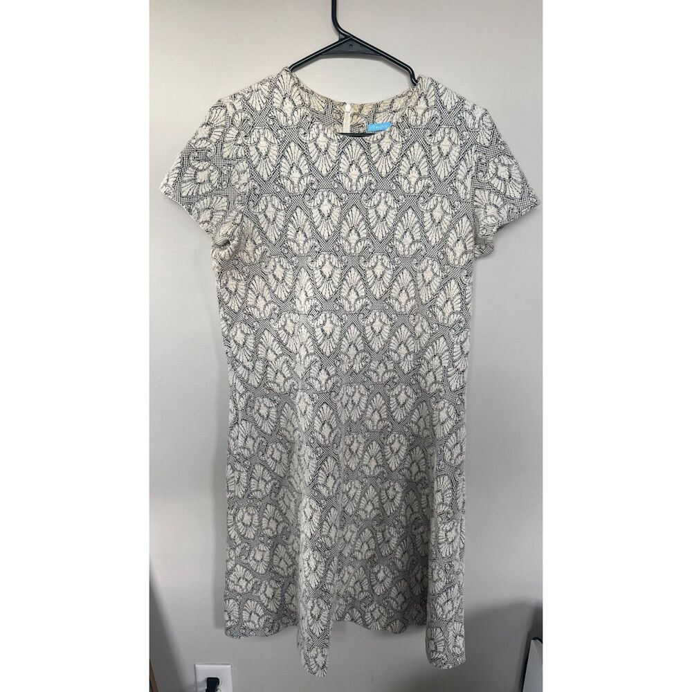 J.McLaughlin Black & Cream Geometric Damask Jacquard Dress